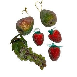 Vintage sugared faux fake fruit Pears Strawberries Grapes‎